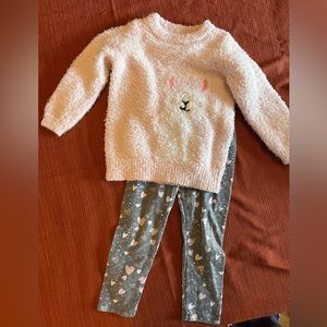 2T llama sweater and hearts pants girls outfit